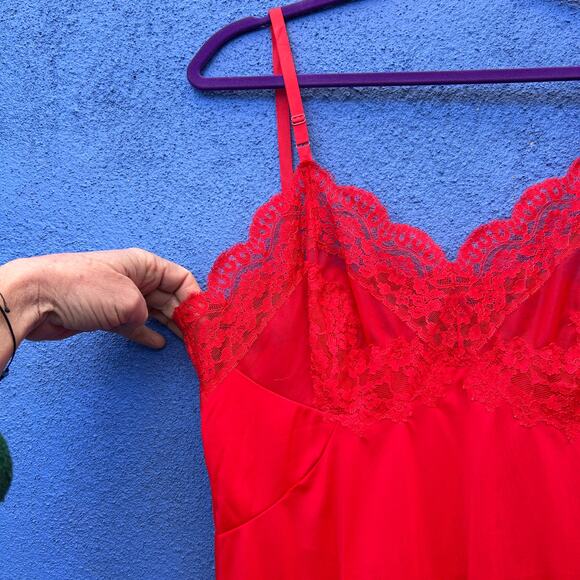 vintage red slip dress - Picture 2 of 5